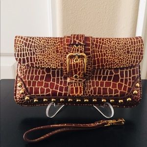 Gold and Brown Metallic Wristlet
